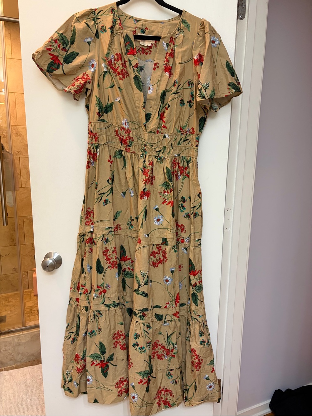 Like New Anthropologie Somerset Dress - Khaki Floral - Picture 5 of 12